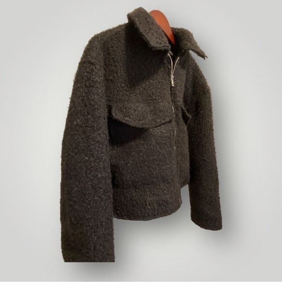 CI SONO Charcoal Cropped Bouclé Bomber Jacket XL - Picture 5 of 7